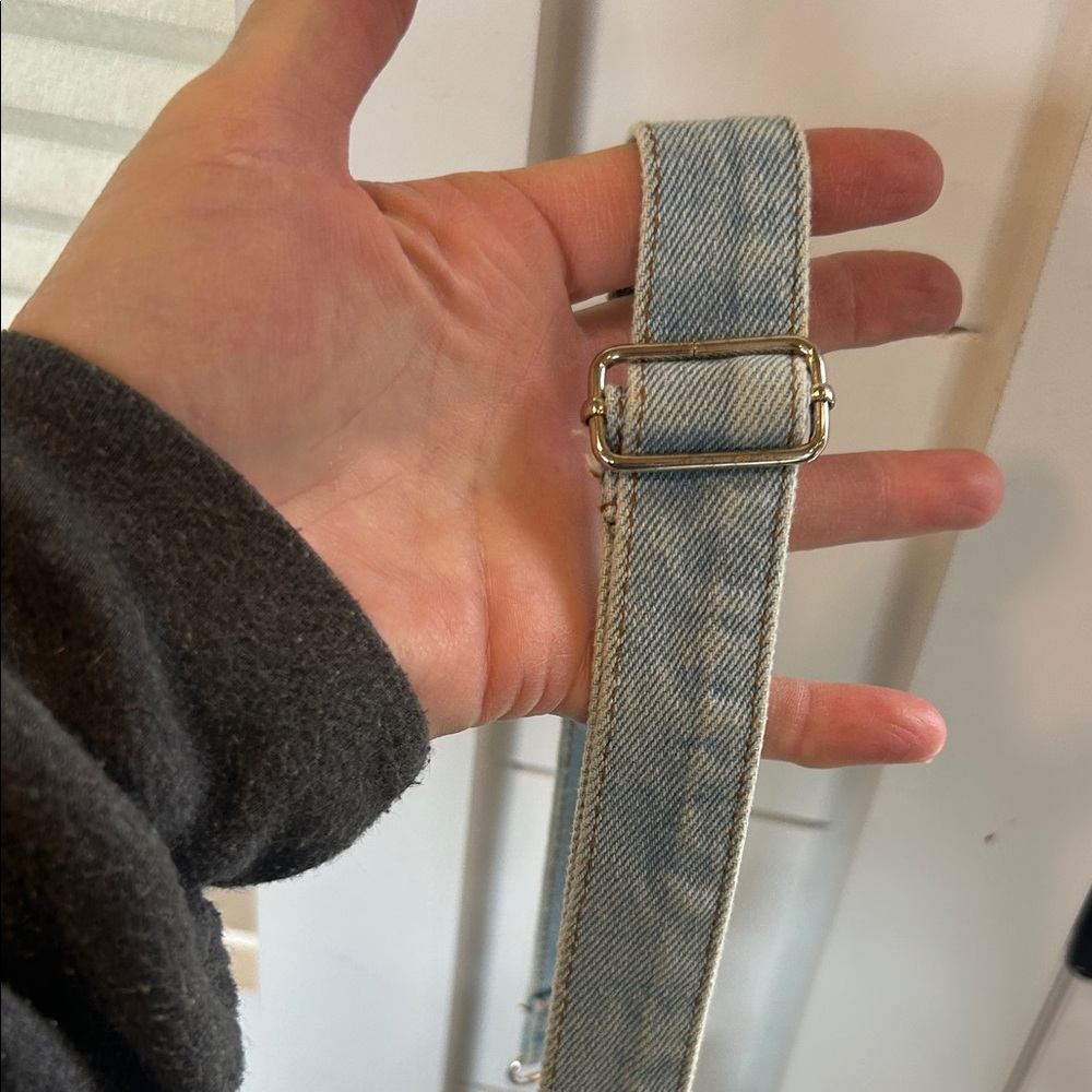 Light Blue Denim Crossbody Bag with handles and Removable Strap - Picture 9 of 13